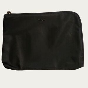 Tumi Black Accessory Bag Minimalist Design, SNAPS on Back